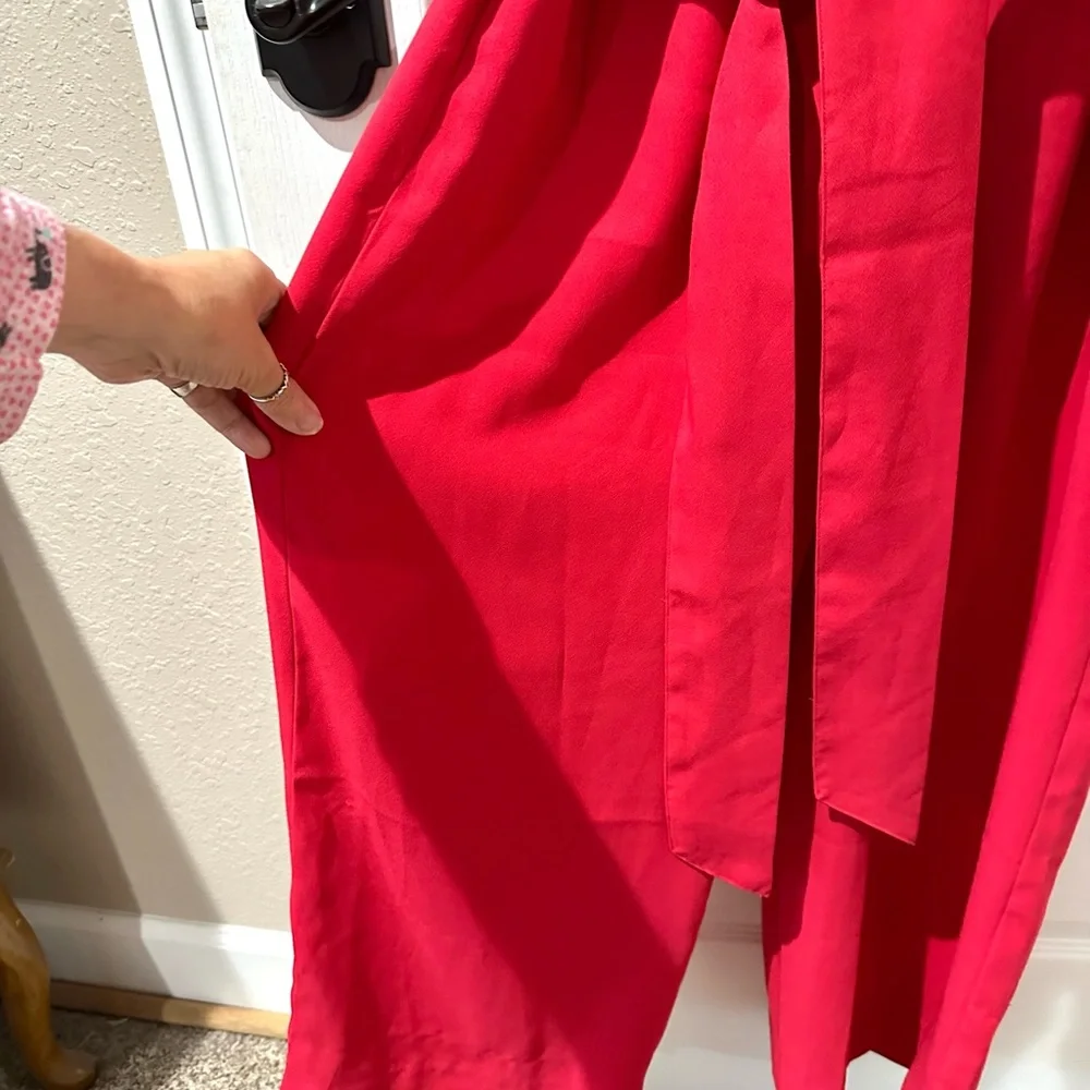 Boden Red V-Neck Cropped Jumpsuit